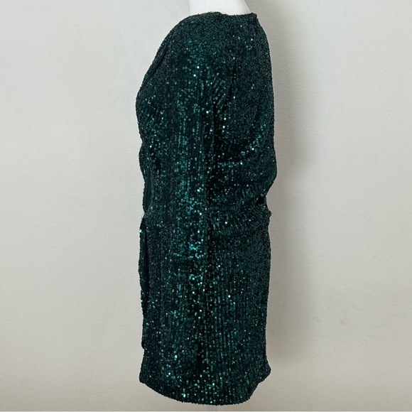 Lioness Make Your Move Mini Dress In Emerald Green Sequin, size Large - Picture 4 of 10